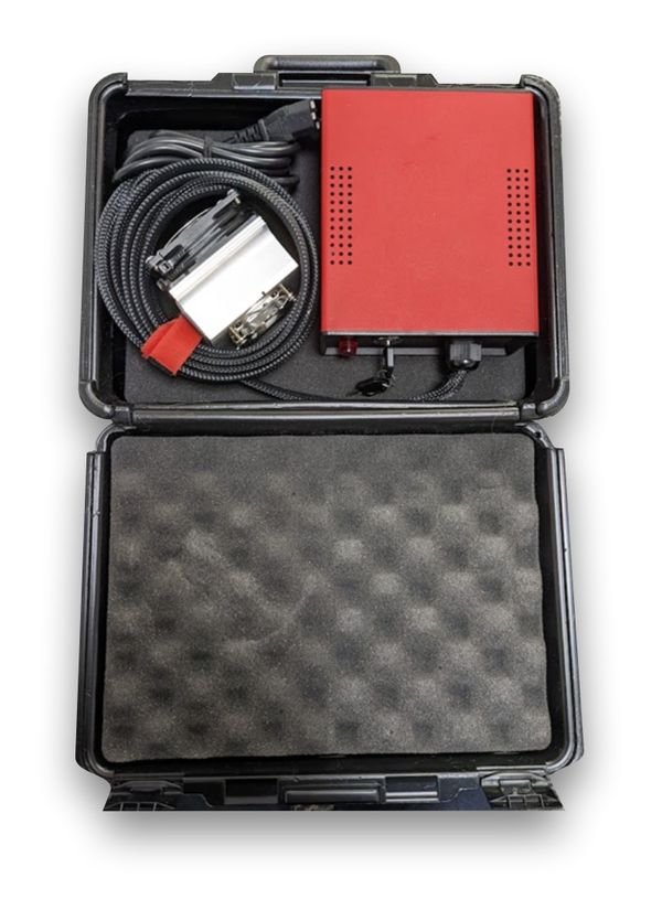 Handheld therapy laser in its protective case
